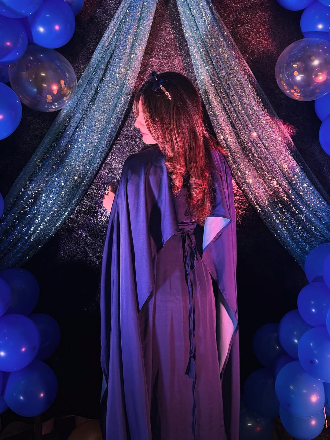 BLUE SILK CAPE SHAWL