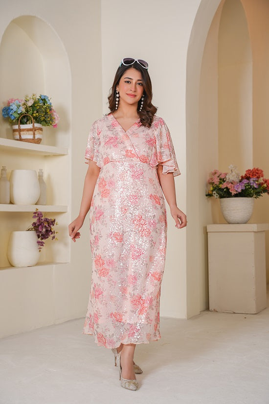 GLAMOROUS SEQUIN FLUTTER DRESS