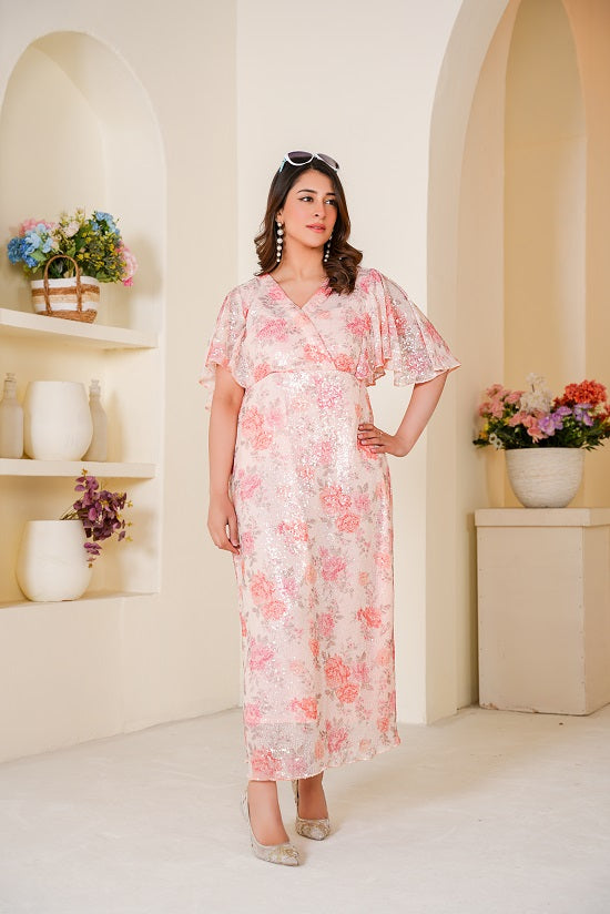 GLAMOROUS SEQUIN FLUTTER DRESS