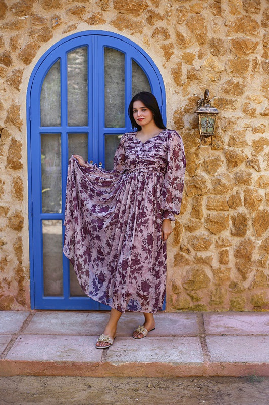 BUTTON DOWN PLUM DRESS