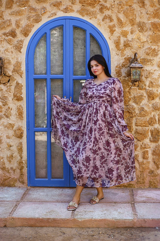 BUTTON DOWN PLUM DRESS