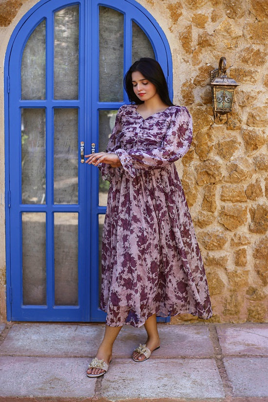 BUTTON DOWN PLUM DRESS