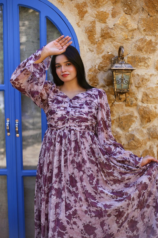 BUTTON DOWN PLUM DRESS