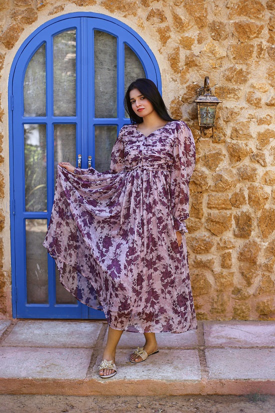 BUTTON DOWN PLUM DRESS