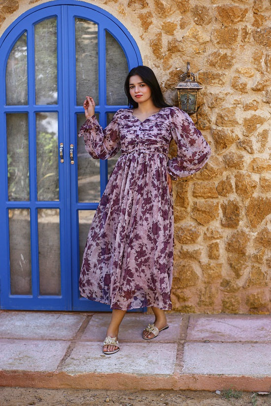 BUTTON DOWN PLUM DRESS