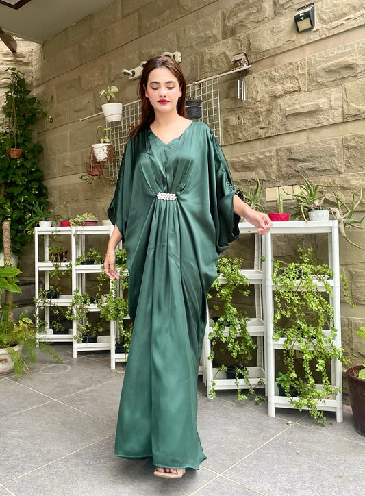 GREEN SILK KAFTAN