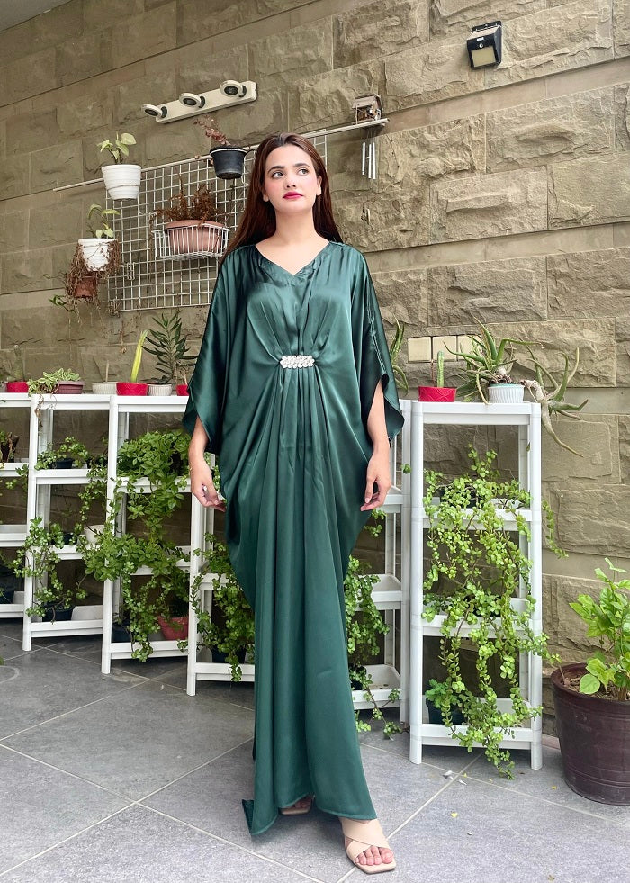 GREEN SILK KAFTAN