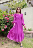 DEEP LILAC FLIRTY FRILL DRESS