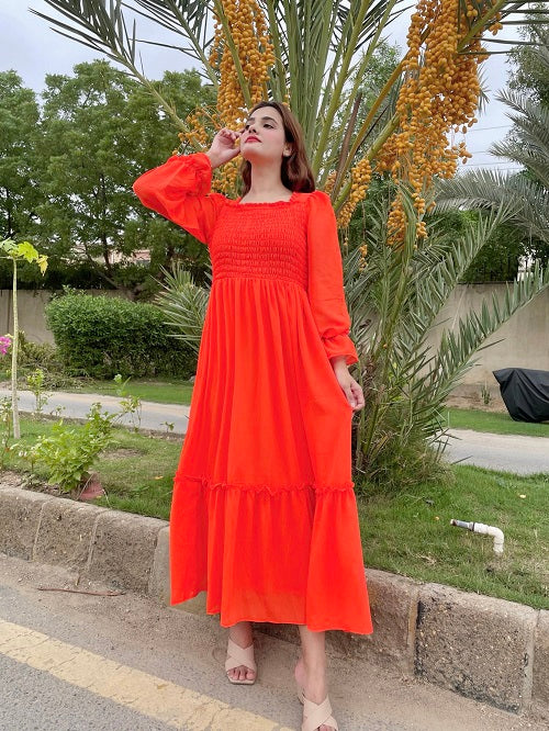 SQUARISH ORANGE DRESS