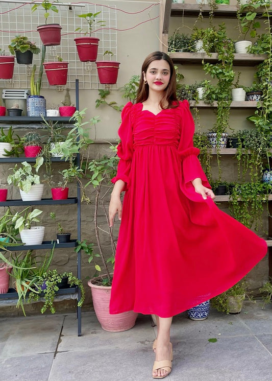 RED CRUSH FROCK