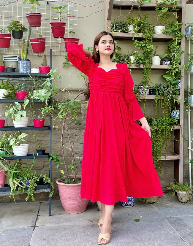 RED CRUSH FROCK