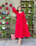 RED CRUSH FROCK