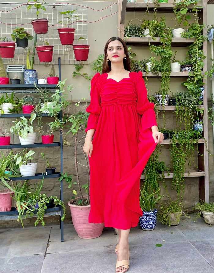 RED CRUSH FROCK