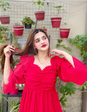 RED CRUSH FROCK