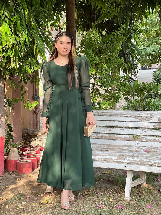 ROUND NECK SIDE KNOT DRESS