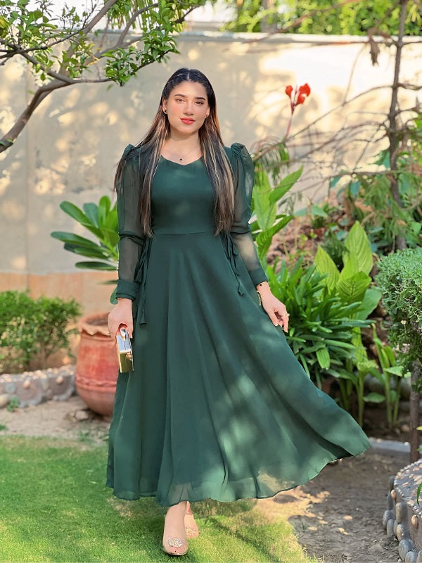 ROUND NECK SIDE KNOT DRESS
