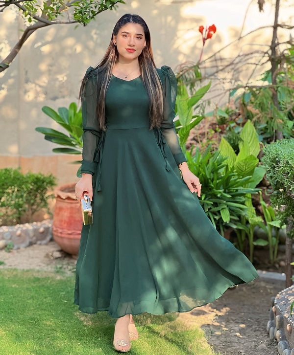 ROUND NECK SIDE KNOT DRESS