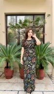 FLORAL PRE - DRAPED - SAREE GOWN