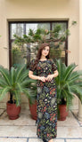 FLORAL PRE - DRAPED - SAREE GOWN
