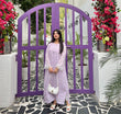 LILAC CHIKANKARI KAFTAN DRESS
