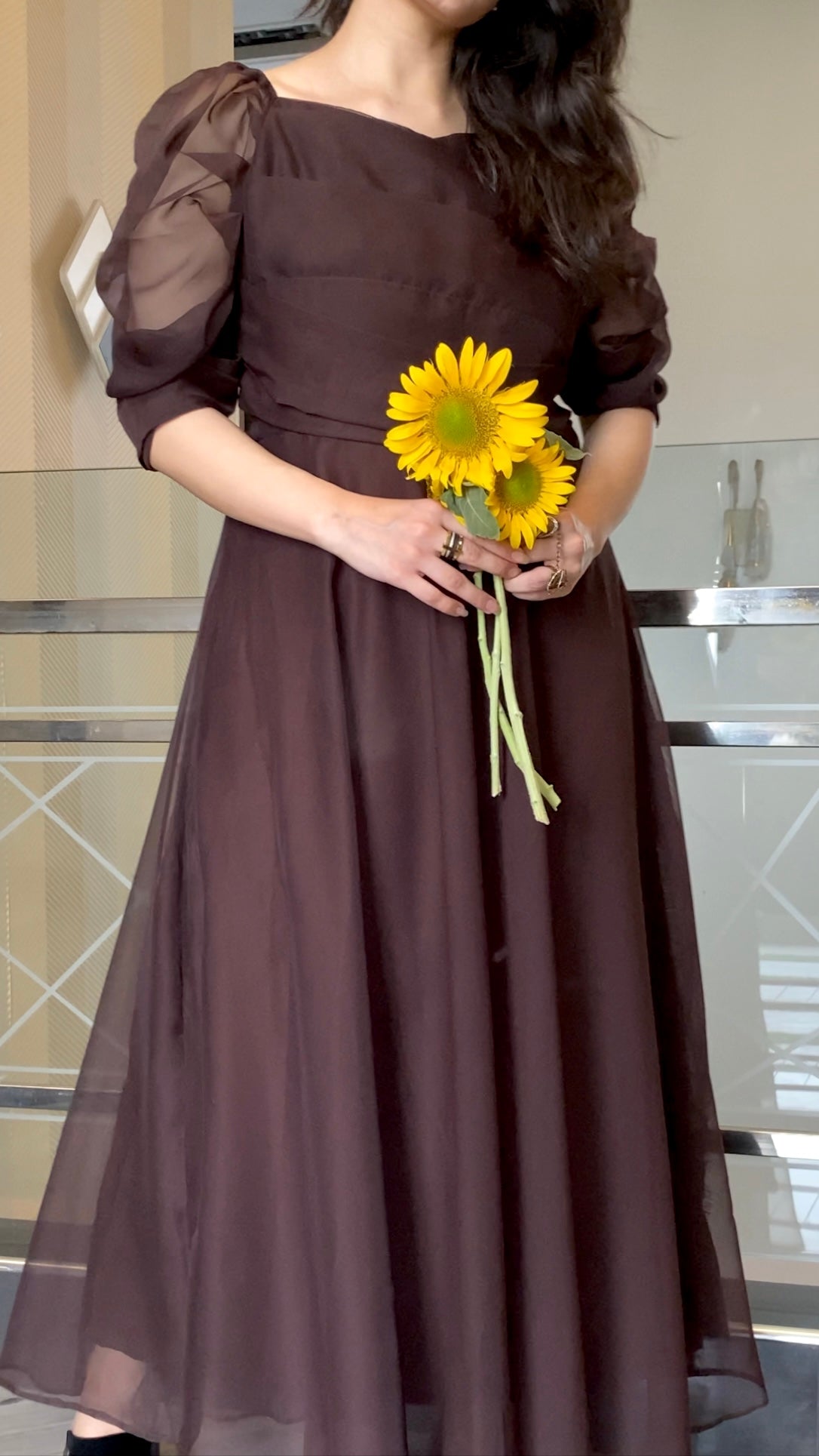 BROWN FLIRTY DRESS