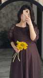 BROWN FLIRTY DRESS
