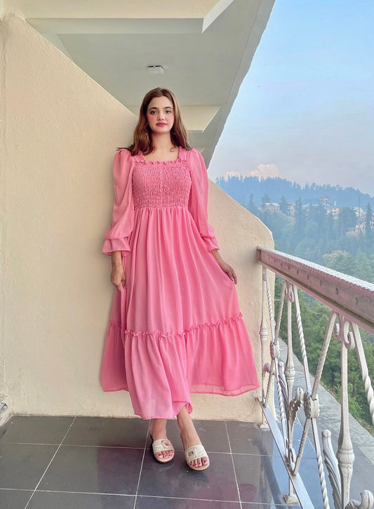 FIT & FLARE PINK DRESS