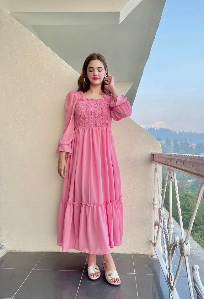 FIT & FLARE PINK DRESS
