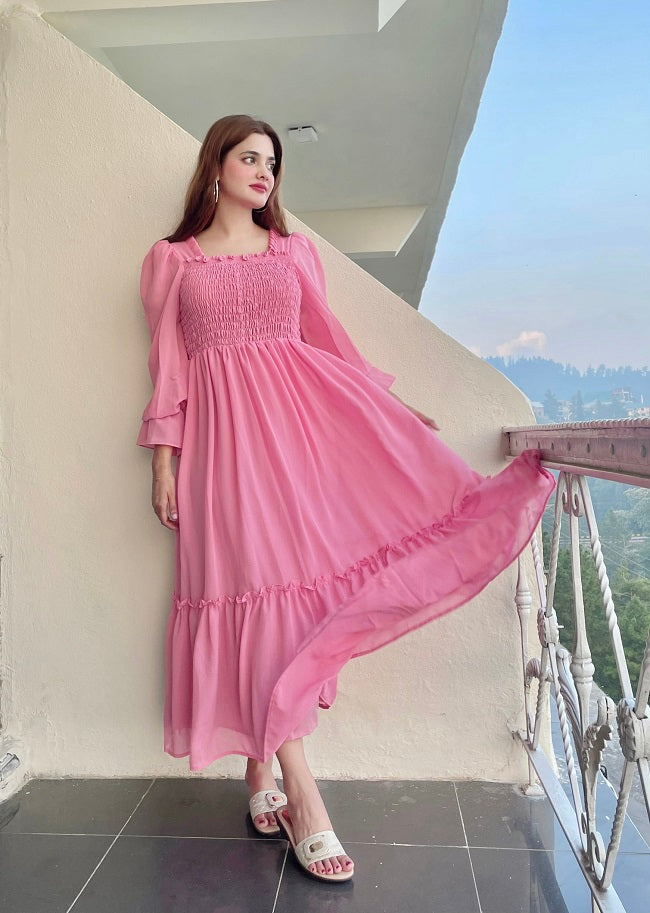 FIT & FLARE PINK DRESS