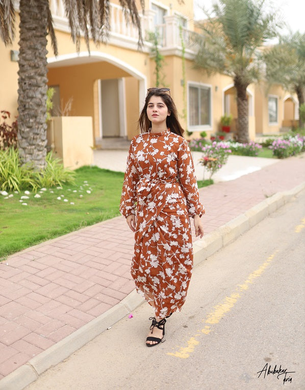 Brown Floral Frock