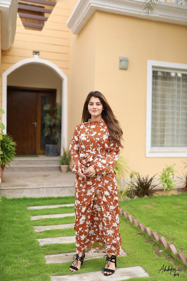 Brown Floral Frock