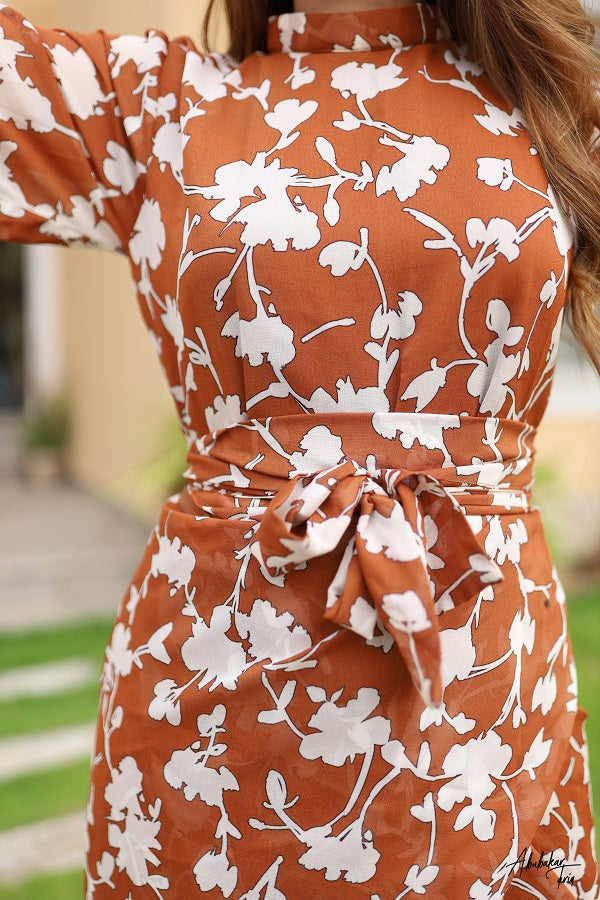 Brown Floral Frock