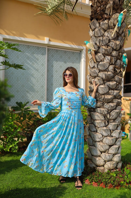 CHARMING BLUE FLORAL DRESS
