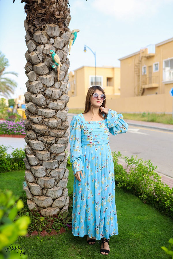 CHARMING BLUE FLORAL DRESS