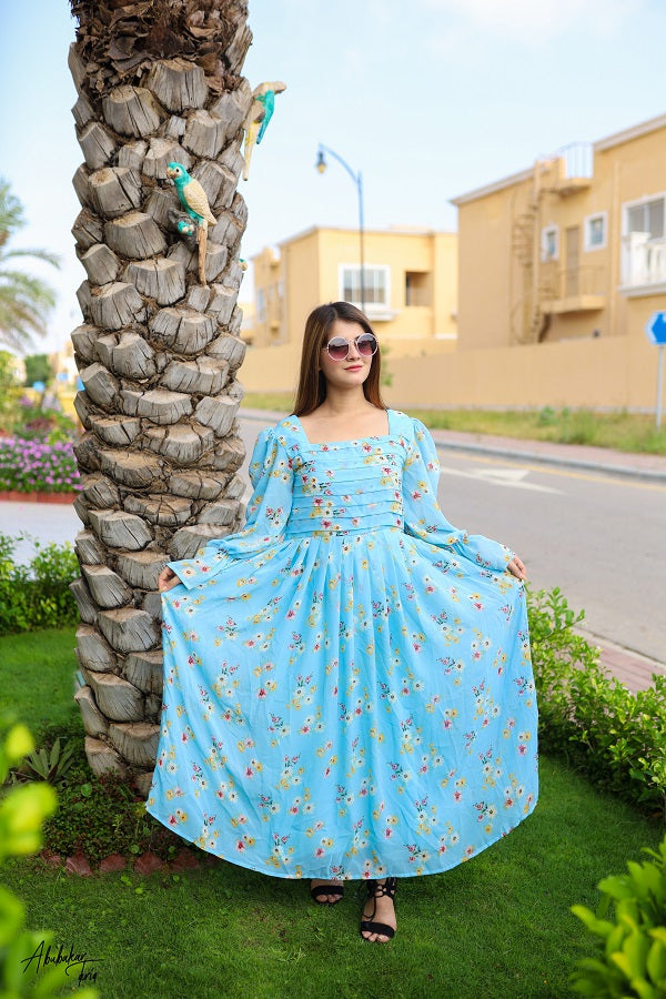 CHARMING BLUE FLORAL DRESS