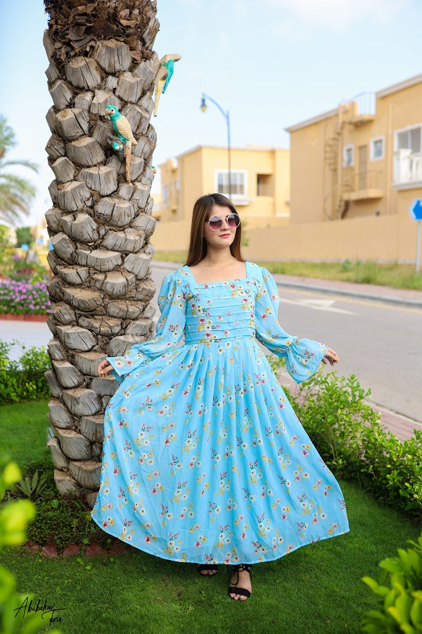 CHARMING BLUE FLORAL DRESS