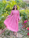 PINK CURVED PLATTED DRESS