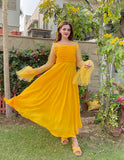 YELLOW PLATTED DRESS