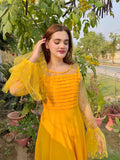 YELLOW PLATTED DRESS