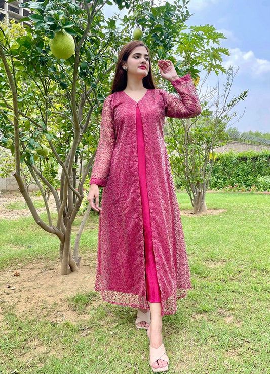MAROON EMBRIODERY DRESS