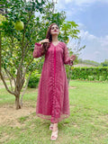 MAROON EMBRIODERY DRESS