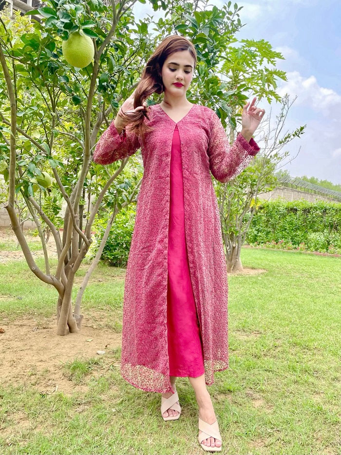 MAROON EMBRIODERY DRESS
