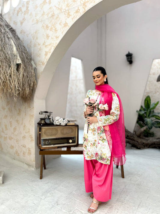 FARSHI FLAMINGO CUTWORK DRESS