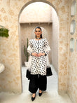 EMBROIDERED CHIC WHITE & BLACK DRESS
