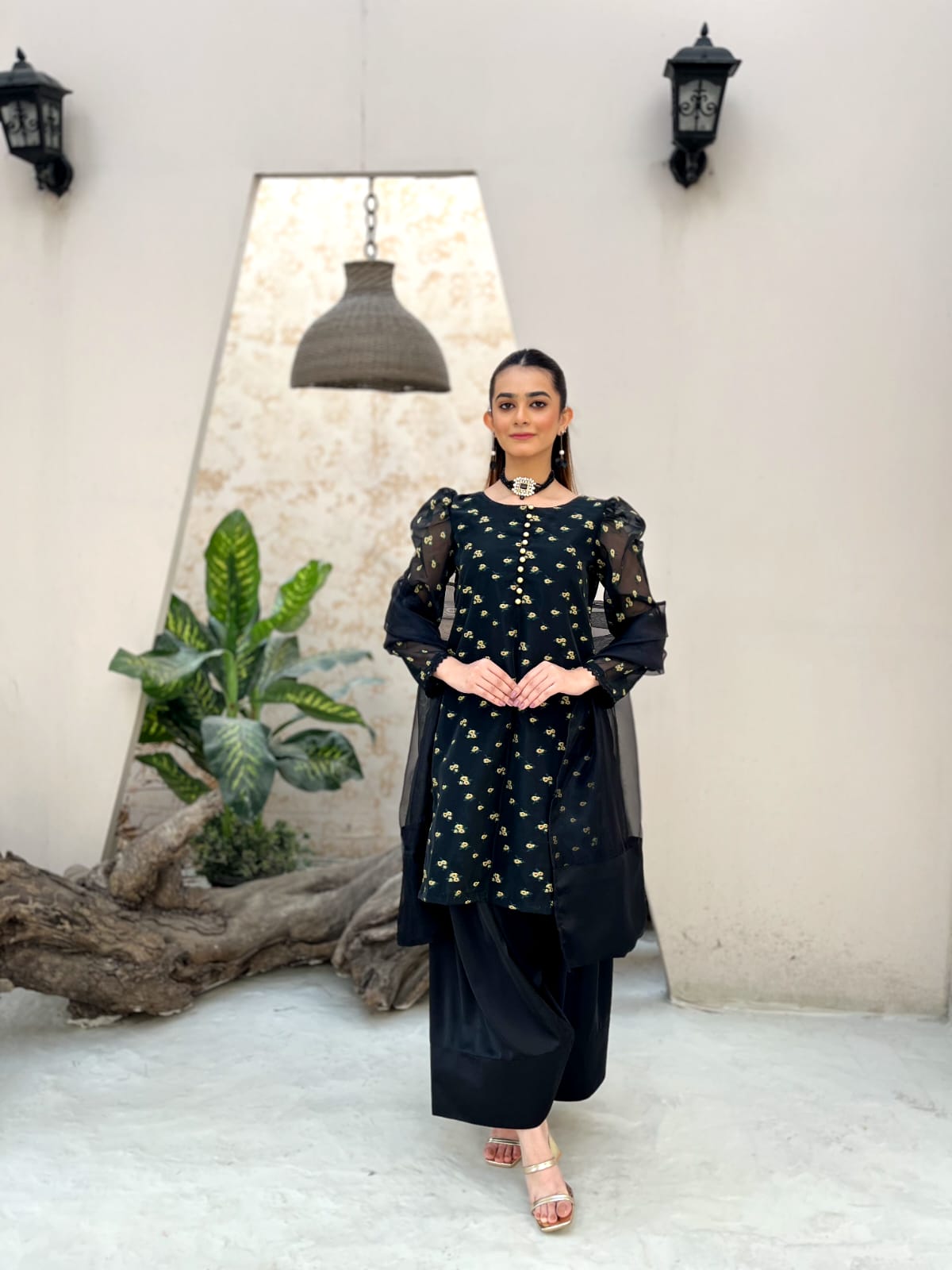 EMBROIDERED BOLD BLACK DRESS