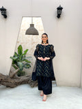 EMBROIDERED BOLD BLACK DRESS