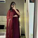 CAPE SHAWL CHIFFON DRESS