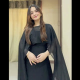 CAPE SHAWL CHIFFON DRESS