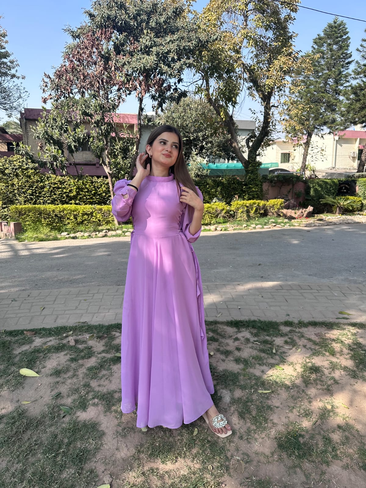 LILAC SIDE KNOT DRESS