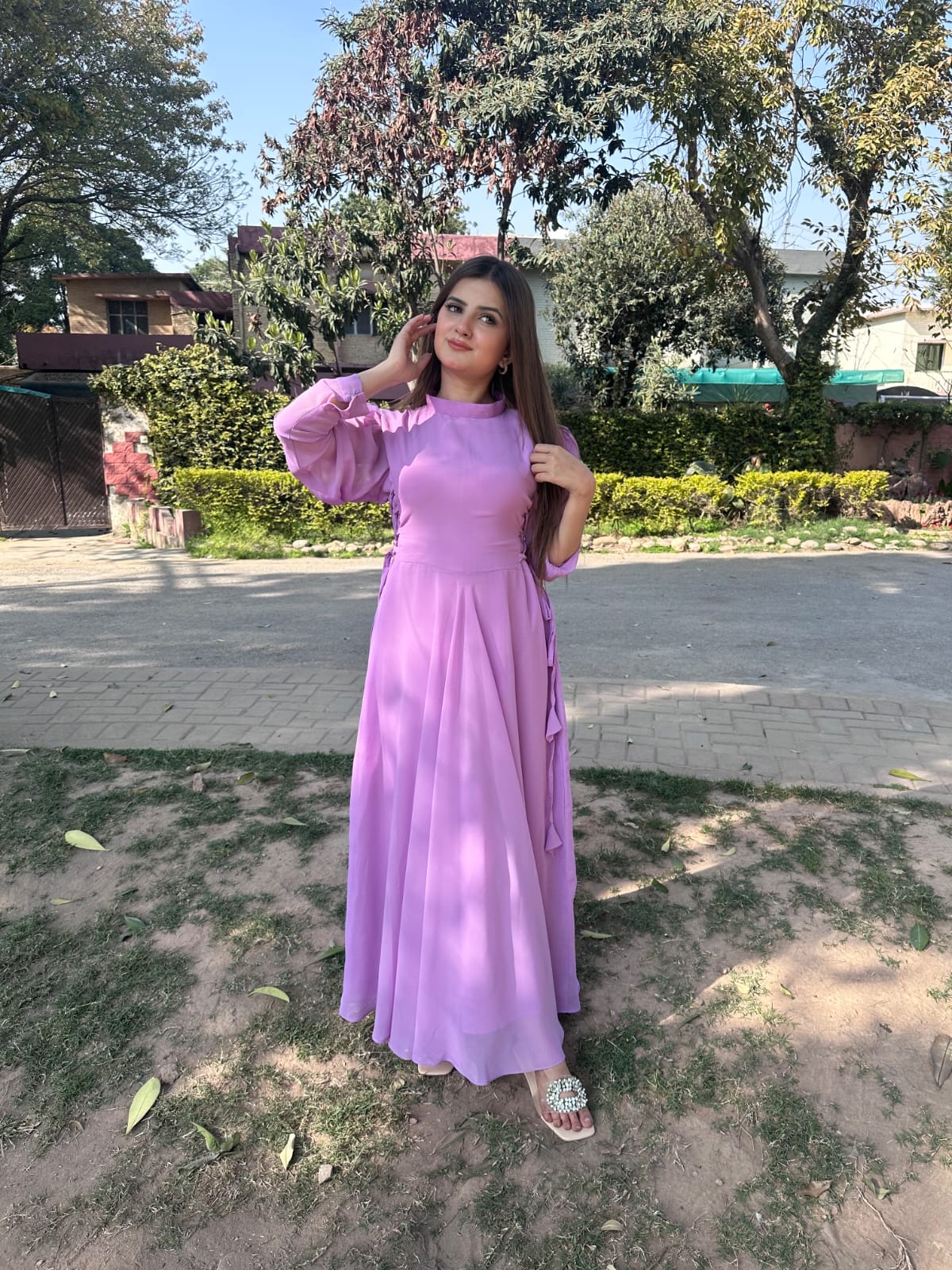 LILAC SIDE KNOT DRESS